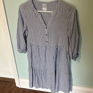 Long sleeve, pin-striped mini dress